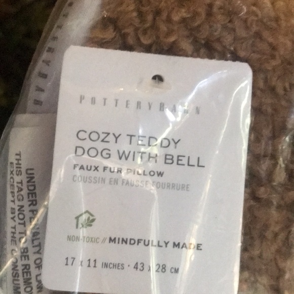 Pottery Barn Cozy Brown Teddy Faux Fur Dog Pillow with Bell Collar 🐕 - Picture 9 of 15